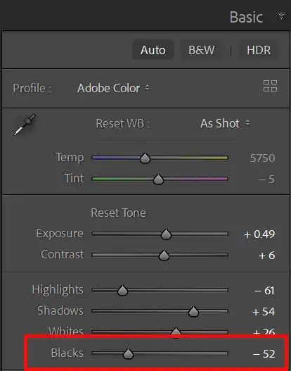 Lightroom Exposure Slider