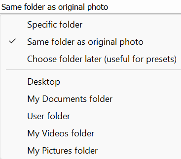 Export Folder Options