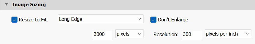 Image Sizing Panel