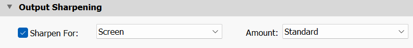 Output Sharpening Panel