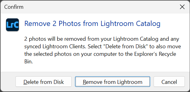 Deleting rejected photos