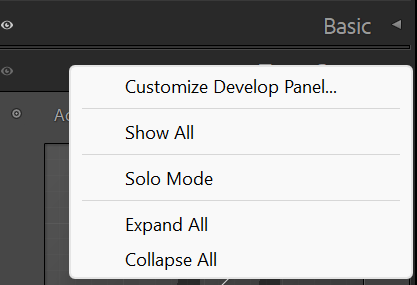 Resize and collapse panels in Lightroom