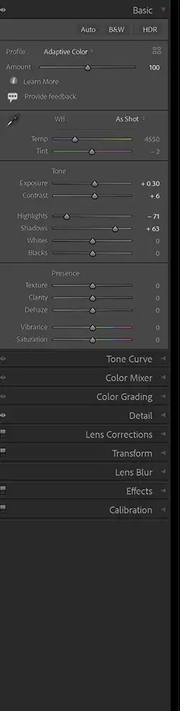 Show and hide all panels in Lightroom